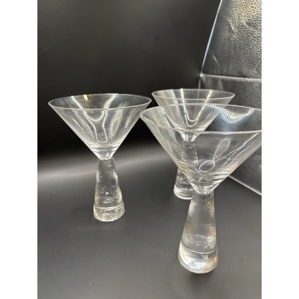 3 Artland Prescott Martini Glasses Clear‎ Crystal  Stems, 7